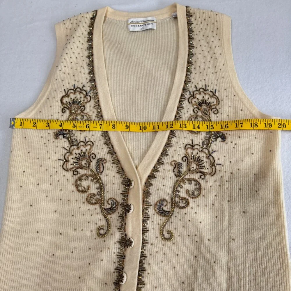 Vintage MARISA CHRISTINA COLLECTION Beaded Angora Blend Sweater Vest - Picture 9 of 10